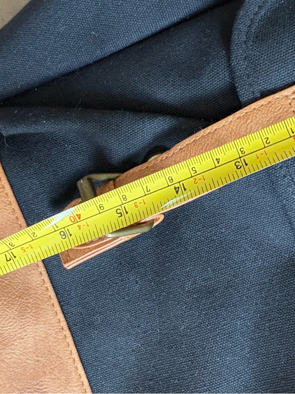 DSW Black Canvas Backpack with Tan Leather Accents - Picture 3 of 6